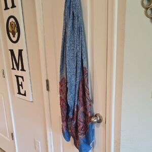 Blue and Red Paisley Cashmere Scarf